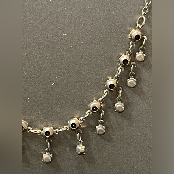 Vintage Prong Set Rhinestone Open Back Waterfall Rain Drop Necklace 15-18” - Picture 5 of 10